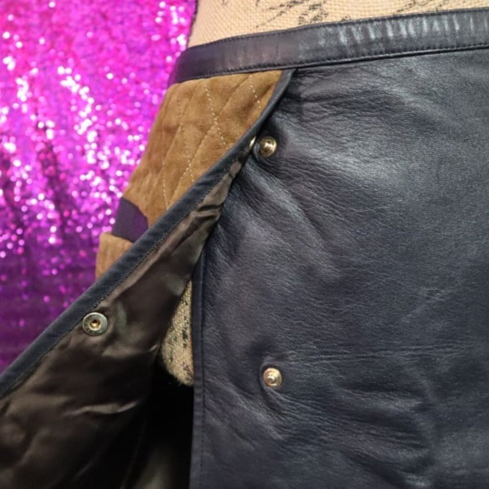 RUNWAY FW2012 Sz 4 Tommy Hilfiger Quilted Leather Skirt Two-Tone Leather Autumn - Picture 3 of 16